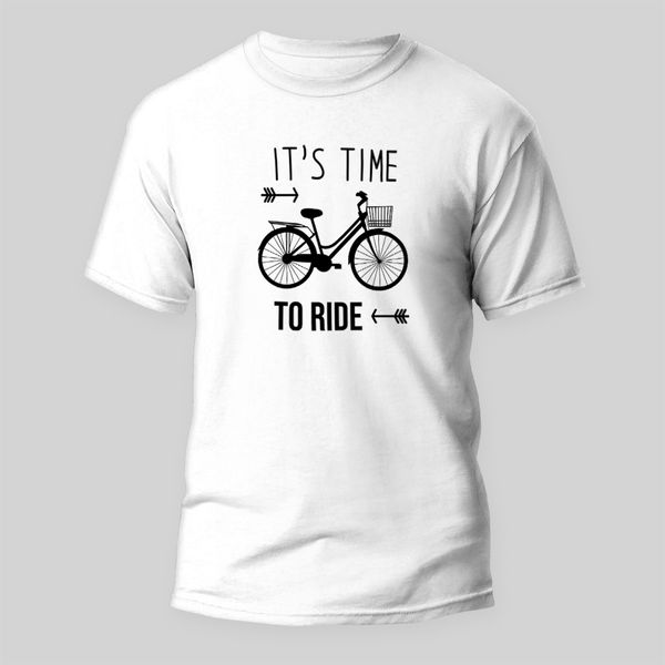 تی شرت آستین کوتاه مردانه مدل دوچرخه طرح Time Ride کد M20 رنگ سفید