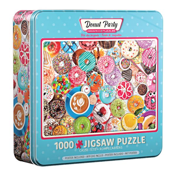 پازل 1000 تکه یوروگرافیکس پازلز مدل جعبه فلزي Donut Party Tin كد 5602-8051