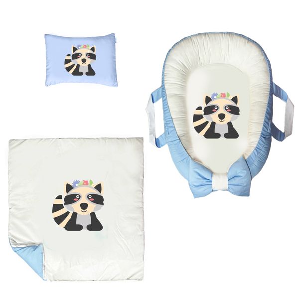 سرویس خواب سه تکه نوزاد مدل گارد محافظ دار طرح گربه کد 06