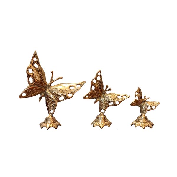 مجسمه برنجی مدل پروانه رومیزی مجموعه 3 عددی