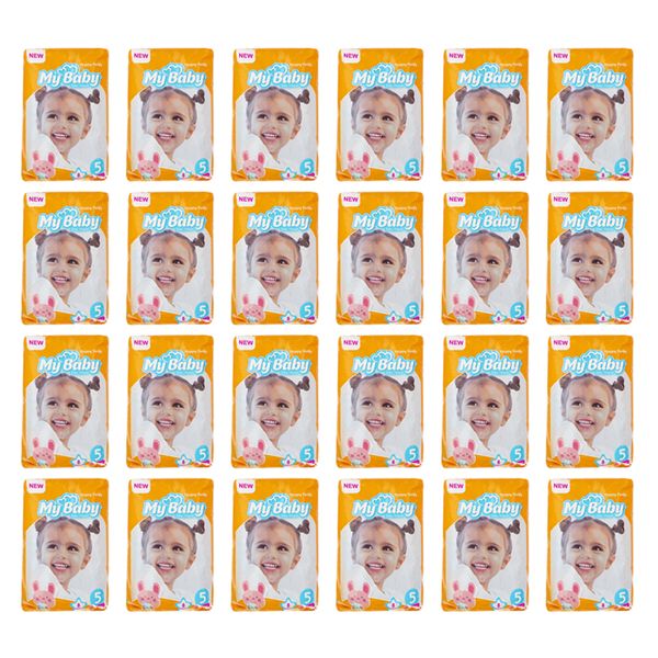 پوشک بچه مای بیبی مدل خانواده شاد سایز 5 بسته 8 عددی مجموعه 24 عددی