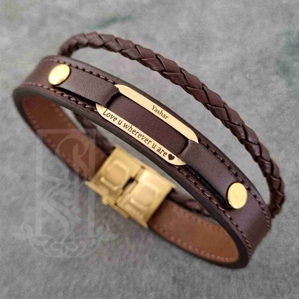 دستبند طلا 18 عیار مردانه لیردا مدل اسم یاشار 6400