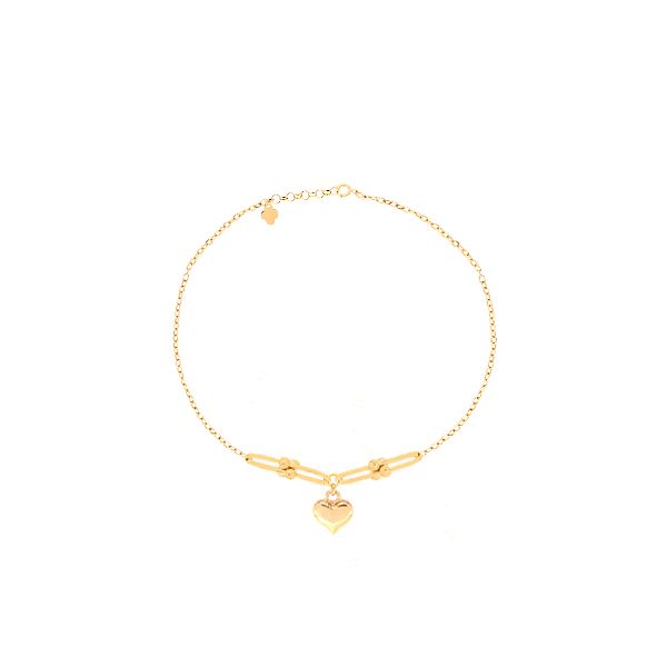 دستبند طلا 18 عیار زنانه ماوی گالری مدل تیفانی و قلب توپر