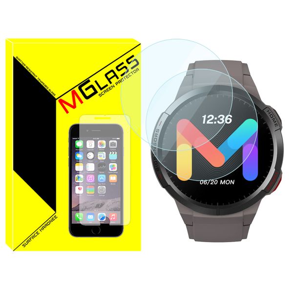 محافظ صفحه نمایش شیشه‌ای ام‌گلس مدل Glass-MG مناسب برای ساعت هوشمند میبرو GS بسته دو عددی