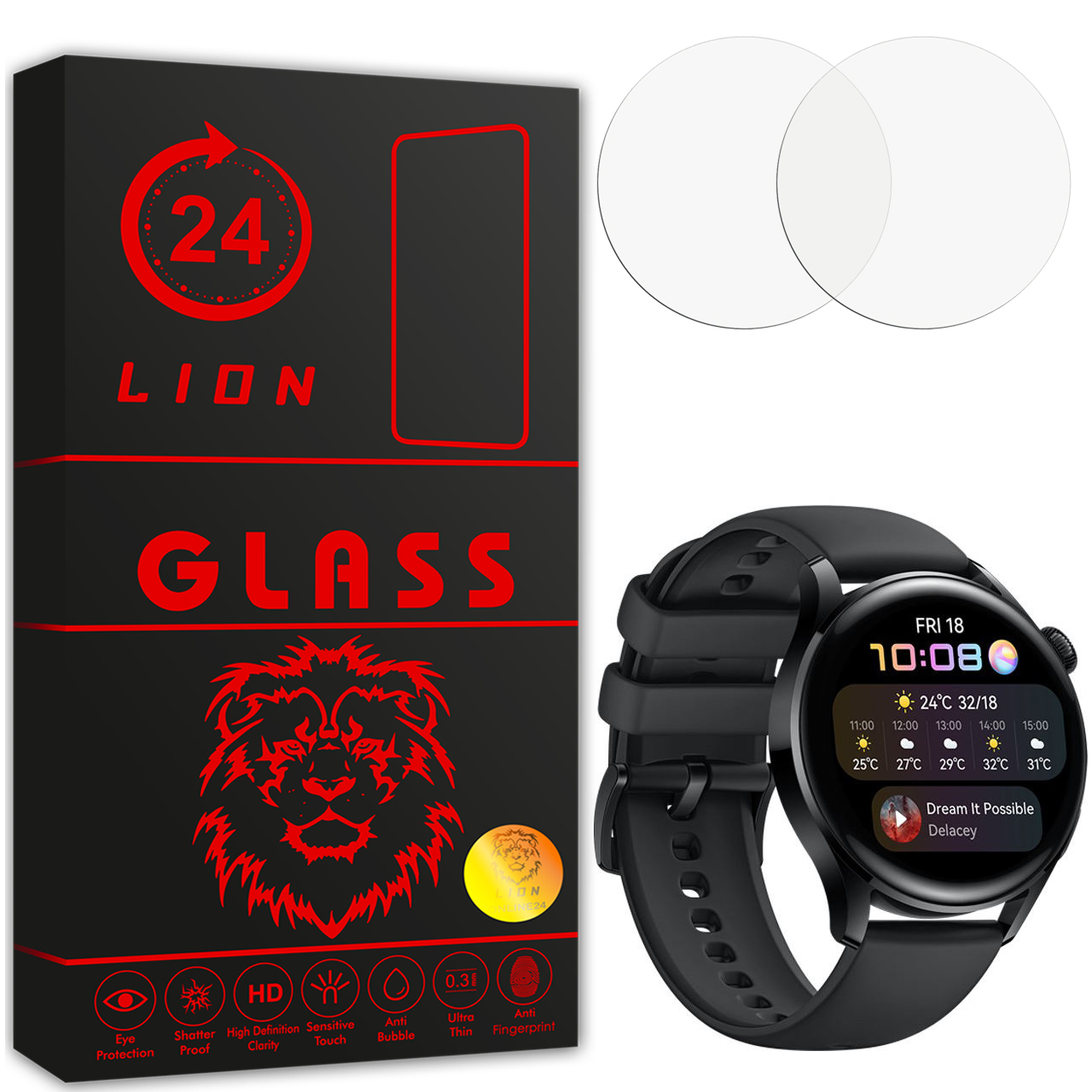 محافظ صفحه نمایش لاین مدل RB007 مناسب برای ساعت هوشمند هوآوی Watch 3 Active بسته دو عددی