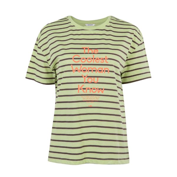 تی شرت آستین کوتاه زنانه جین وست مدل راه‌ راه کد 1551274 رنگ سبز