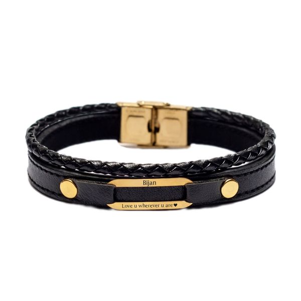 دستبند طلا 18 عیار مردانه لیردا مدل اسم بیژن 