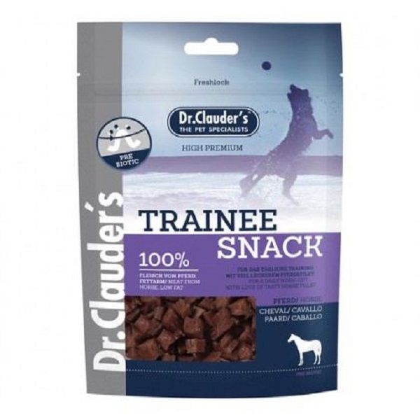 غذای تشویقی سگ دکتر کلادرز مدل Trainee snack - Horse- low fat وزن 80 گرم
