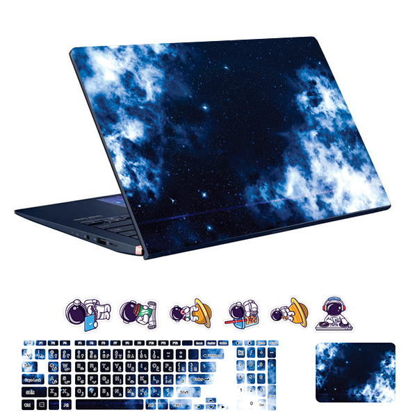 استیکر لپ تاپ توییجین و موییجین طرح Space  کد 190 مناسب برای لپ تاپ 15.6 اینچ به همراه برچسب حروف فارسی کیبورد
