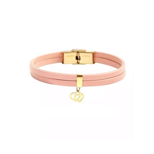 دستبند طلا 18 عیار زنانه روبی آرت گالری مدل قلب دوتایی