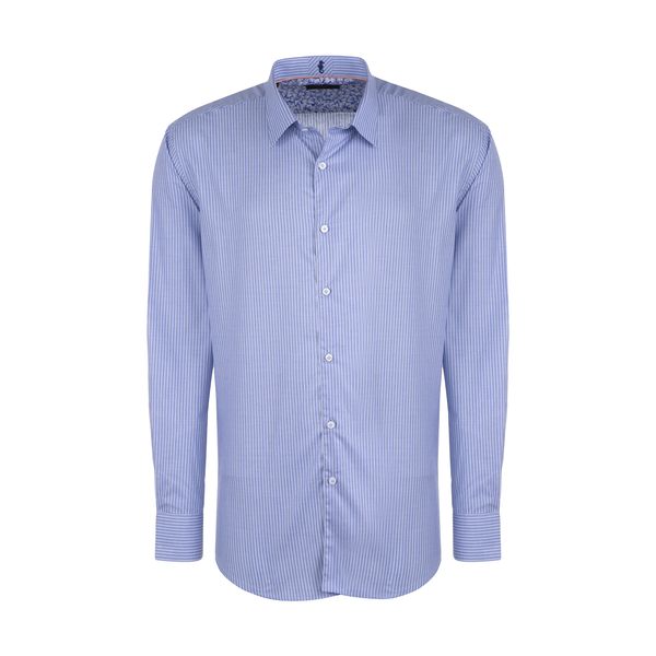 پیراهن آستین بلند مردانه ایکات مدل PST1152333 رنگ آبی