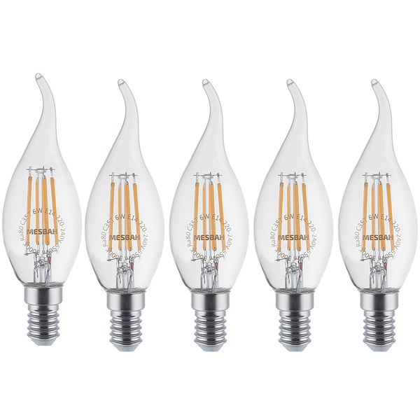 لامپ ال ای دی فیلامنتی 6 وات مصباح مدل اشکی کد C35T پایه E14 بسته 5 عددی