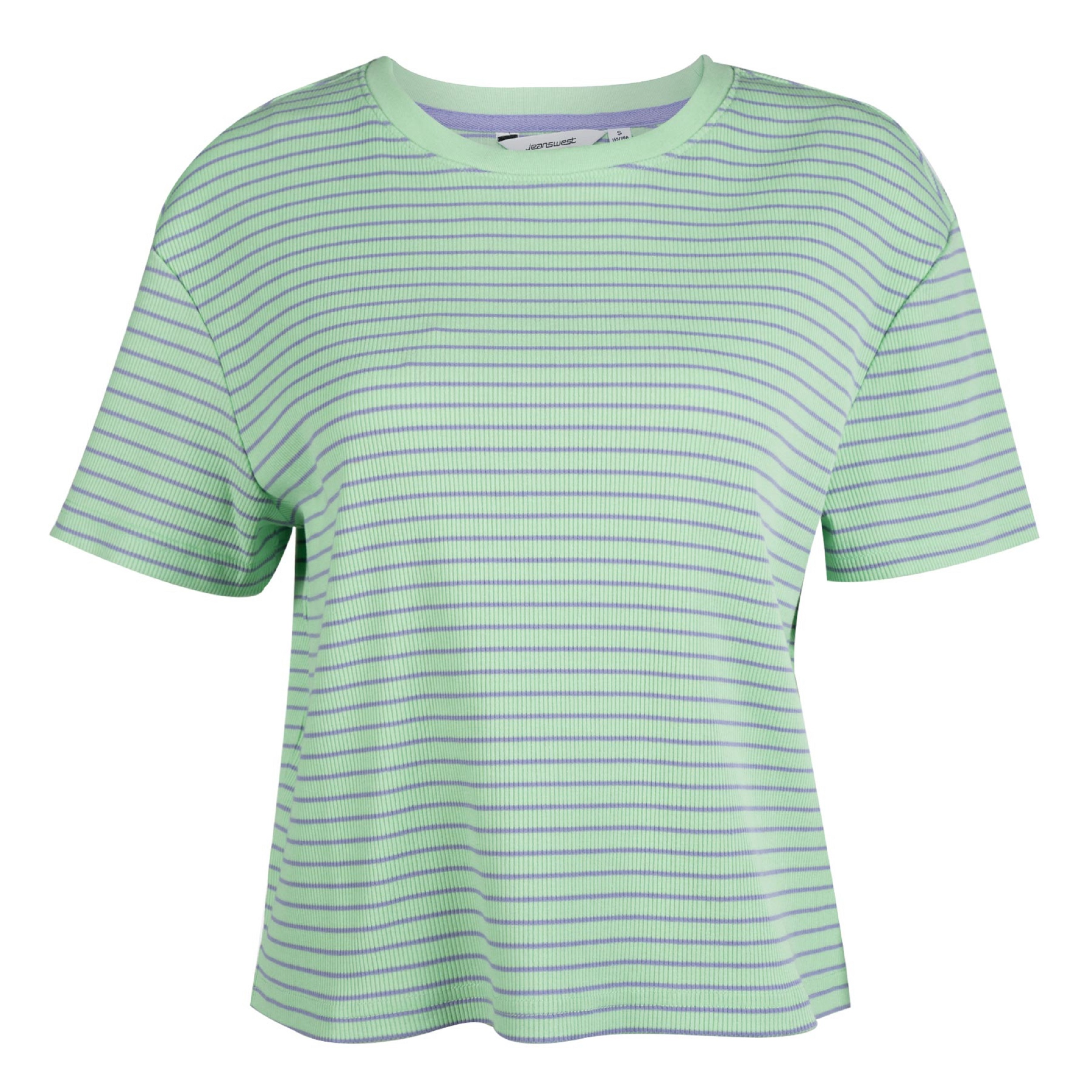 تی شرت آستین کوتاه زنانه جین وست مدل راه‌راه کد 1551270 رنگ سبز