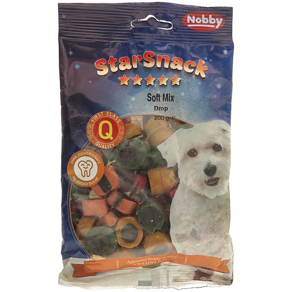 تشویقی سگ نوبی مدل StarSnack soft mix drop وزن ۲۰۰ گرم