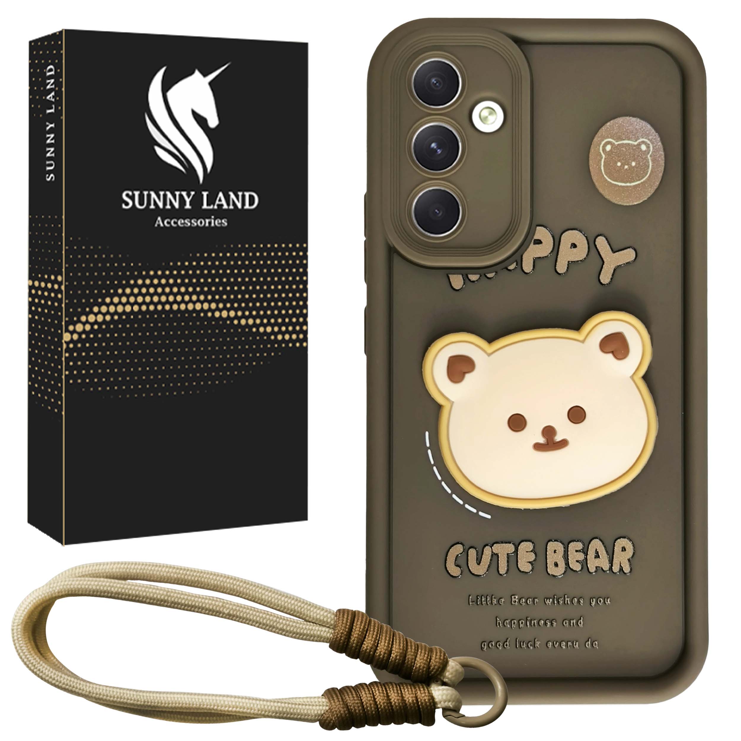 کاور سانی لند مدل Bear مناسب برای گوشی موبایل سامسونگ Galaxy A55 به همراه بندآویز
