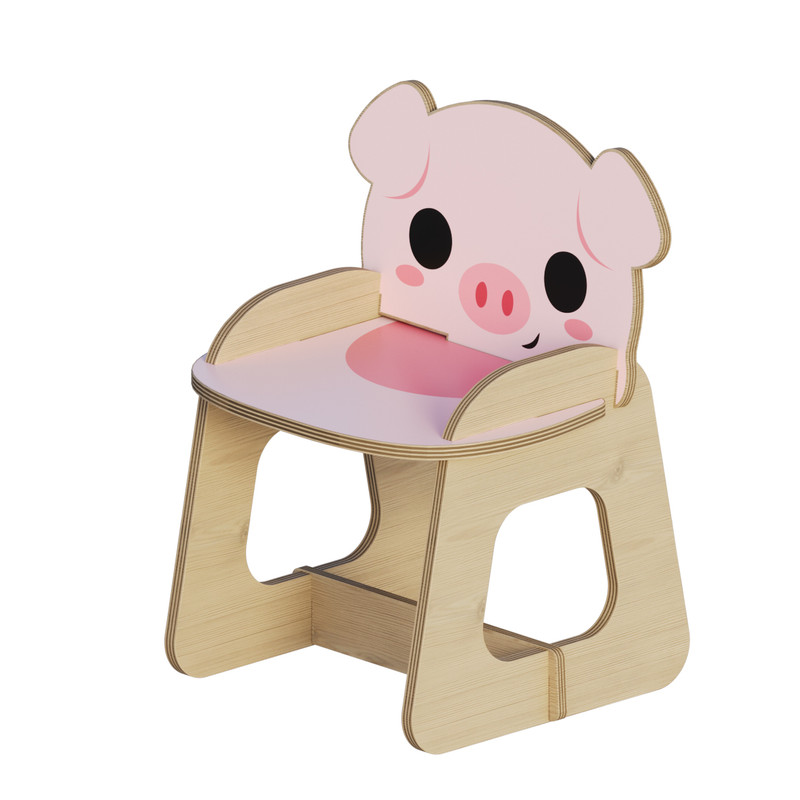 صندلی کودک مدل باغ وحش چوبی خوک