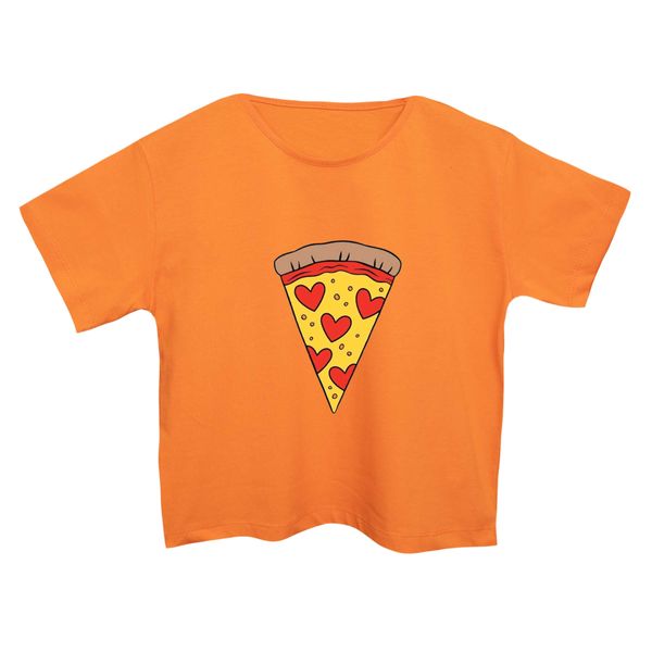 کراپ‌تی شرت آستین کوتاه زنانه مدل پیتزا