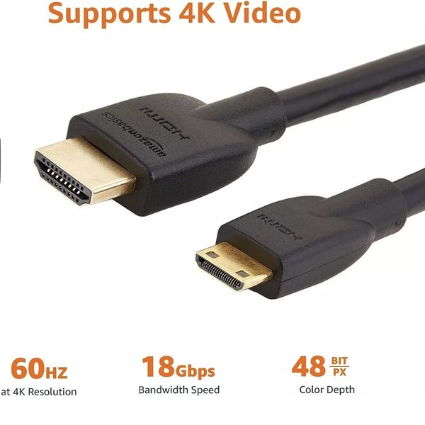 کابل تبدیل mini HDMI  به HDMI آمازون بیسیکس مدل B0141 طول 1.8 متر