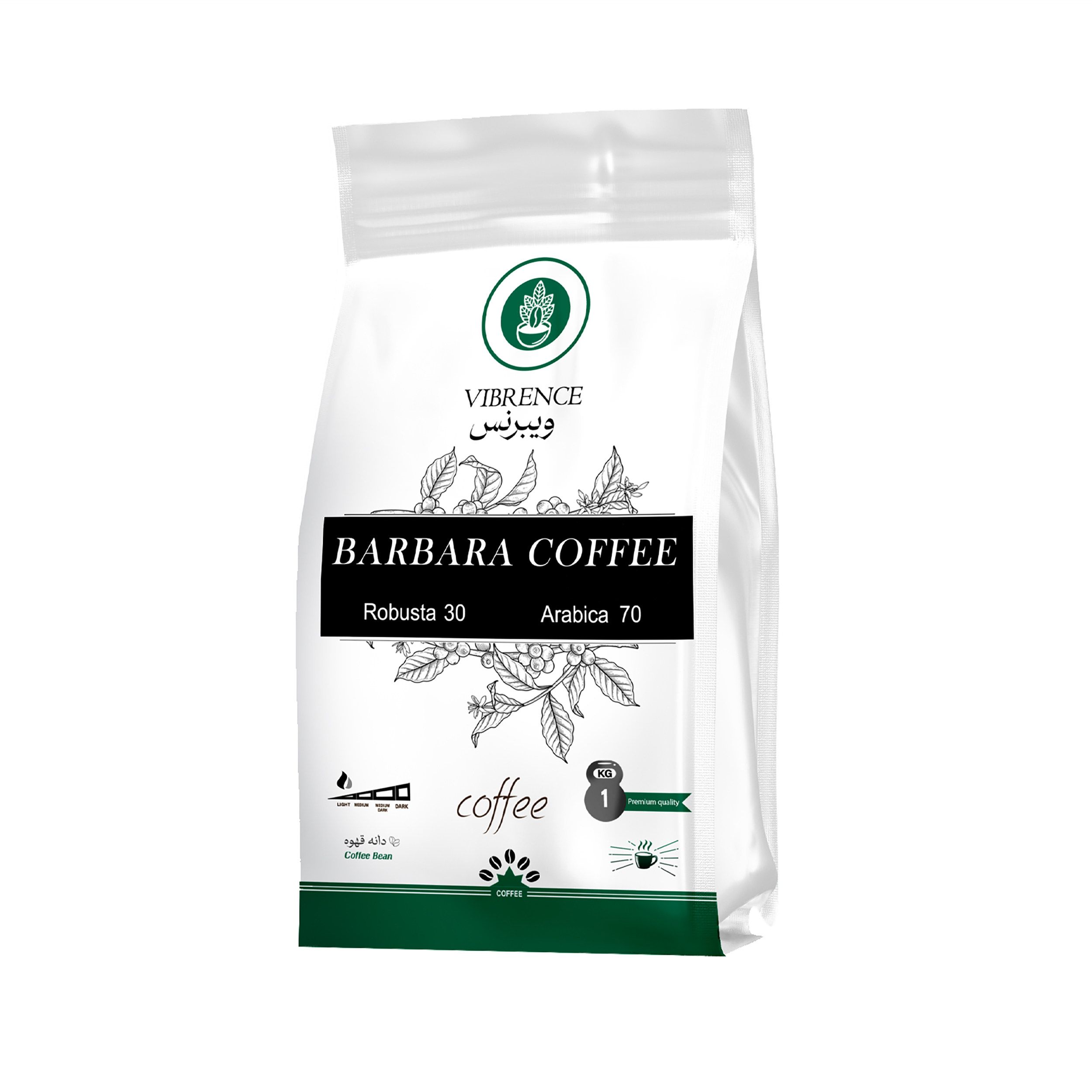 دانه قهوه 30 درصد روبوستا 70 درصد عربیکا Barbara ویبرنس- 1 کیلوگرم