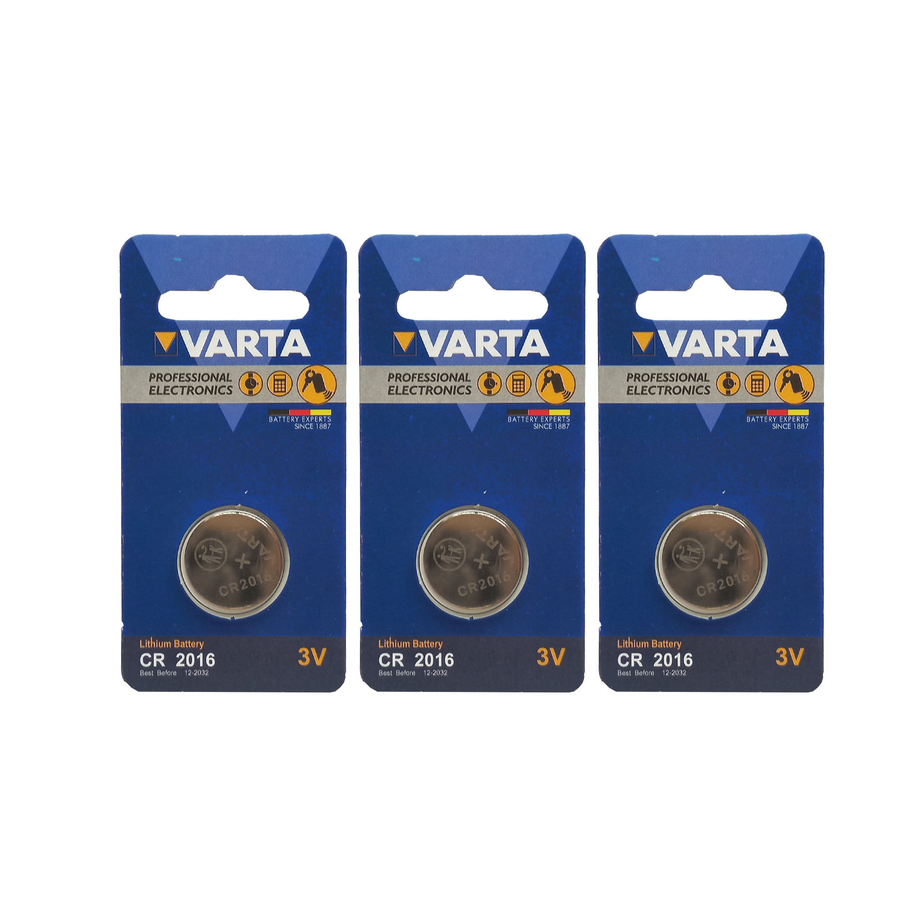 باتری سکه ای وارتا مدل سکه ای CR2016 لیتیومی بسته سه عددی