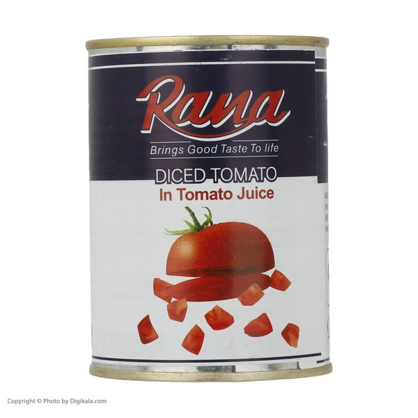 کنسرو گوجه فرنگی قطعه شده در آب گوجه فرنگی رعنا - 380 گرم