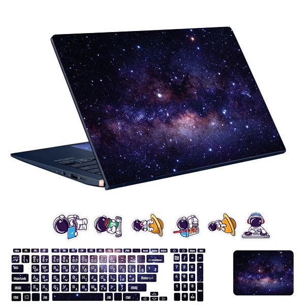 استیکر لپ تاپ توییجین و موییجین طرح Space  کد 170 مناسب برای لپ تاپ 15.6 اینچ به همراه برچسب حروف فارسی کیبورد