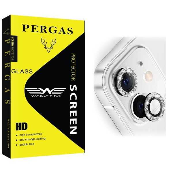 محافظ لنز دوربین وایلی نایس مدل Pergas رینگی نگین دار مناسب برای گوشی موبایل اپل iPhone 11 / 12 / 12 Mini