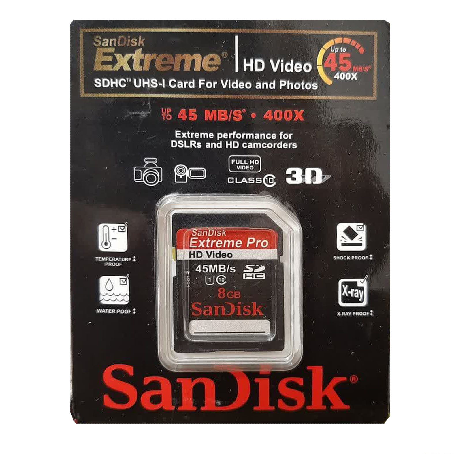 کارت حافظه SDHC سن دیسک مدل 400X کلاس 10 استانداردUHS-I U1 سرعت 45MB/s ظرفیت 8 گیگابایت
