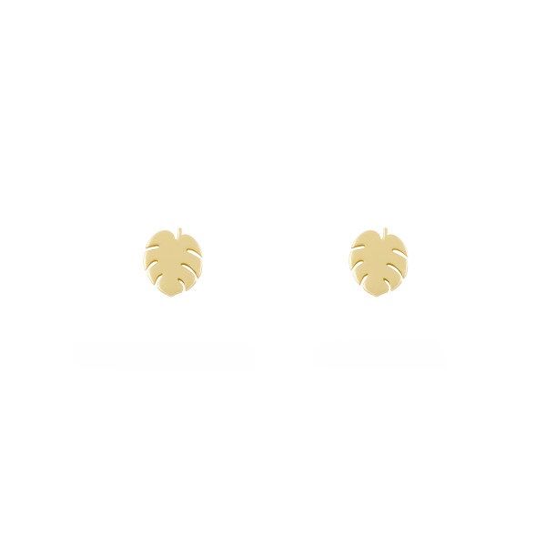 گوشواره طلا 18 عیار زنانه طلا و جواهر درریس مدل برگ انجیری 