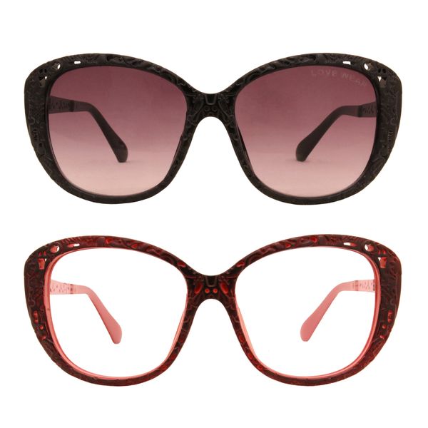 عینک آفتابی زنانه لاو ور مدل D1578-S1 همراه با فریم اضافه