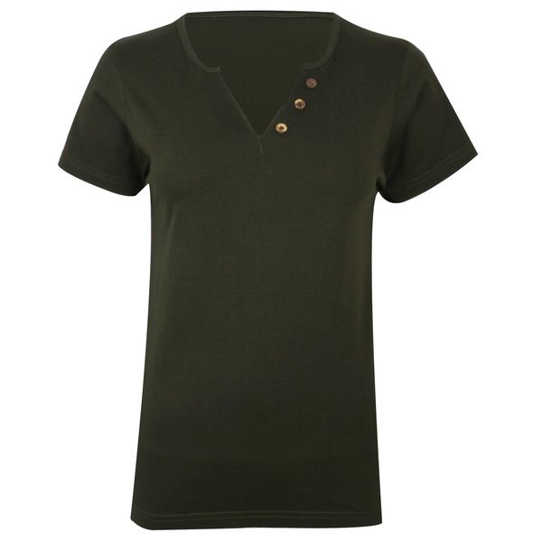 تی شرت آستین کوتاه زنانه کانتکس مدل 249009923 نخ پنبه رنگ یشمی
