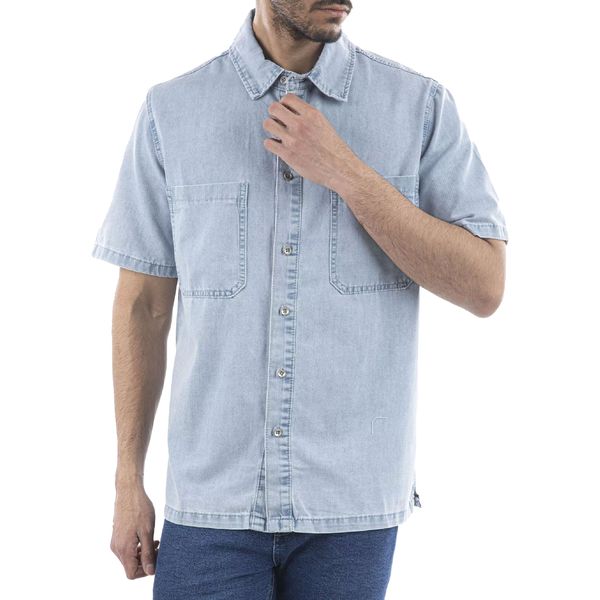 پیراهن آستین کوتاه مردانه جوتی جینز مدل جین کاغذی کد 3030112 رنگ آبی