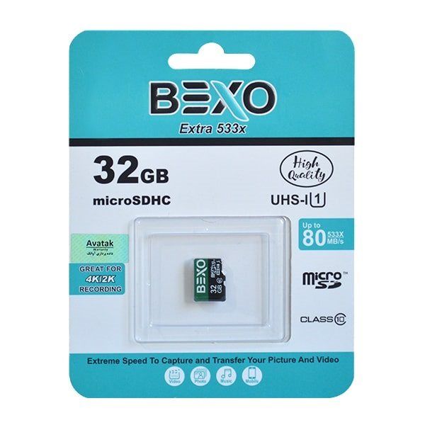 کارت حافظه micro sdxc بکسو مدل 533x کلاس 10 استانداردUHS-I U1 سرعت 80mb ظرفیت 64 گیگابایت
