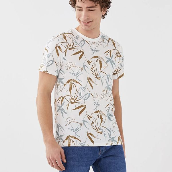 تی شرت آستین کوتاه مردانه ال سی وایکیکی مدل انتی باکتریال هاوایی