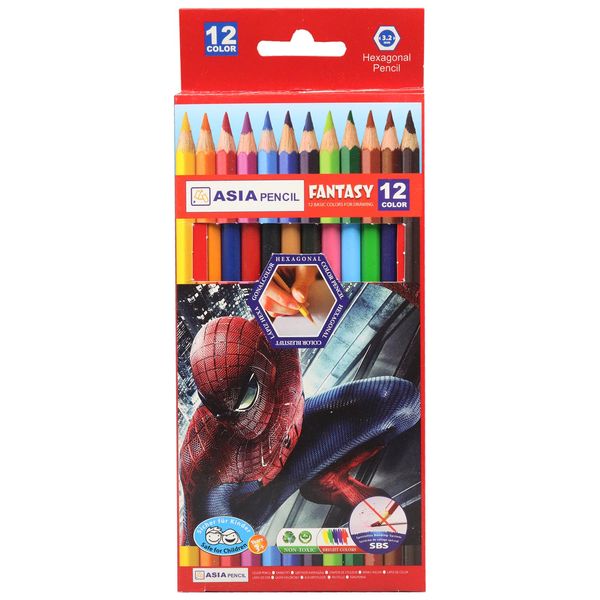 مداد رنگی 12 رنگ آسیا مدل Spiderman