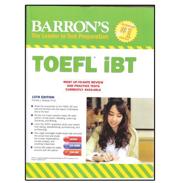 کتاب Barrons TOEFL iBT_15th Edition اثر Pamela J. Sharpe ph.D انتشارات الوندپویان