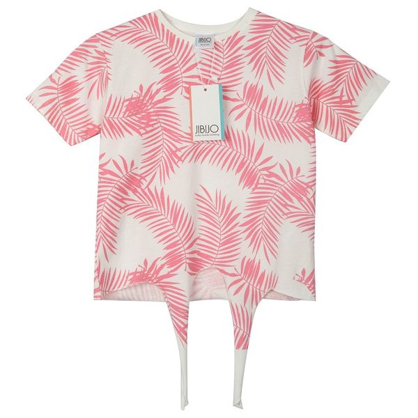 تی شرت آستین کوتاه دخترانه جی بی جو مدل Palm leaf گره ای کد 3036