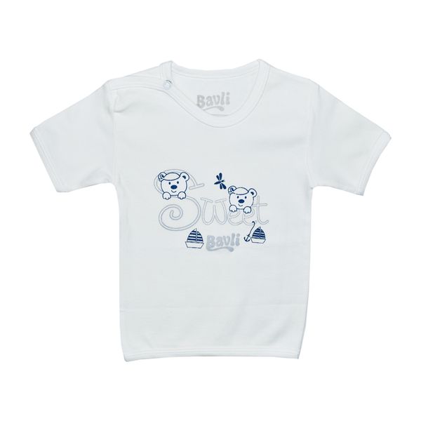 ست تی شرت و شلوار نوزادی باولی مدل خرس و قایق کد 2
