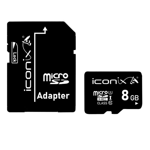 کارت حافظه microSDHC آیکونیکس کلاس 10 استاندارد UHS-I سرعت 48MBps ظرفیت 8 گیگابایت به همراه آداپتور SD
