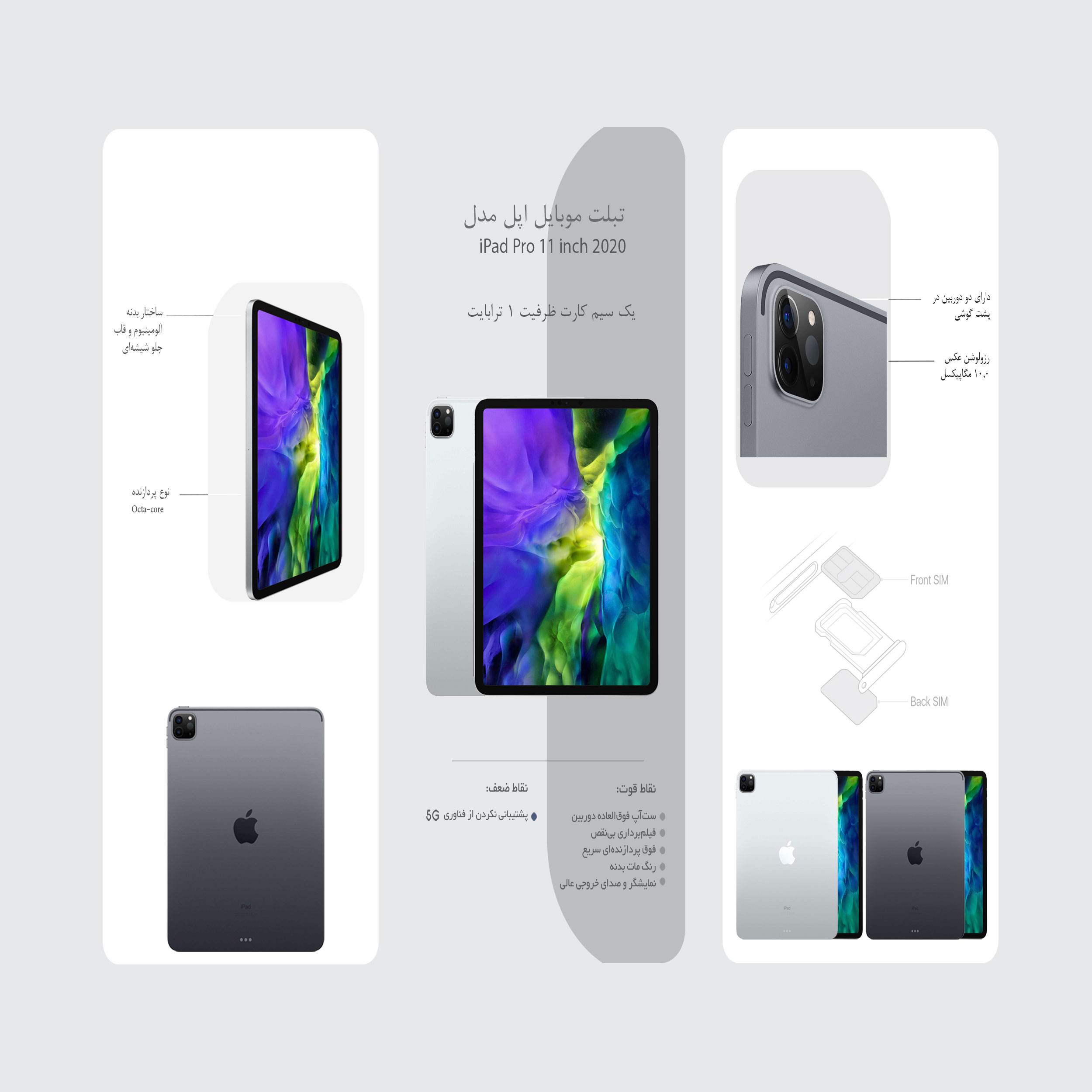  تبلت اپل مدل iPad Pro 11 inch 2020 4G ظرفیت 1 ترابایت
