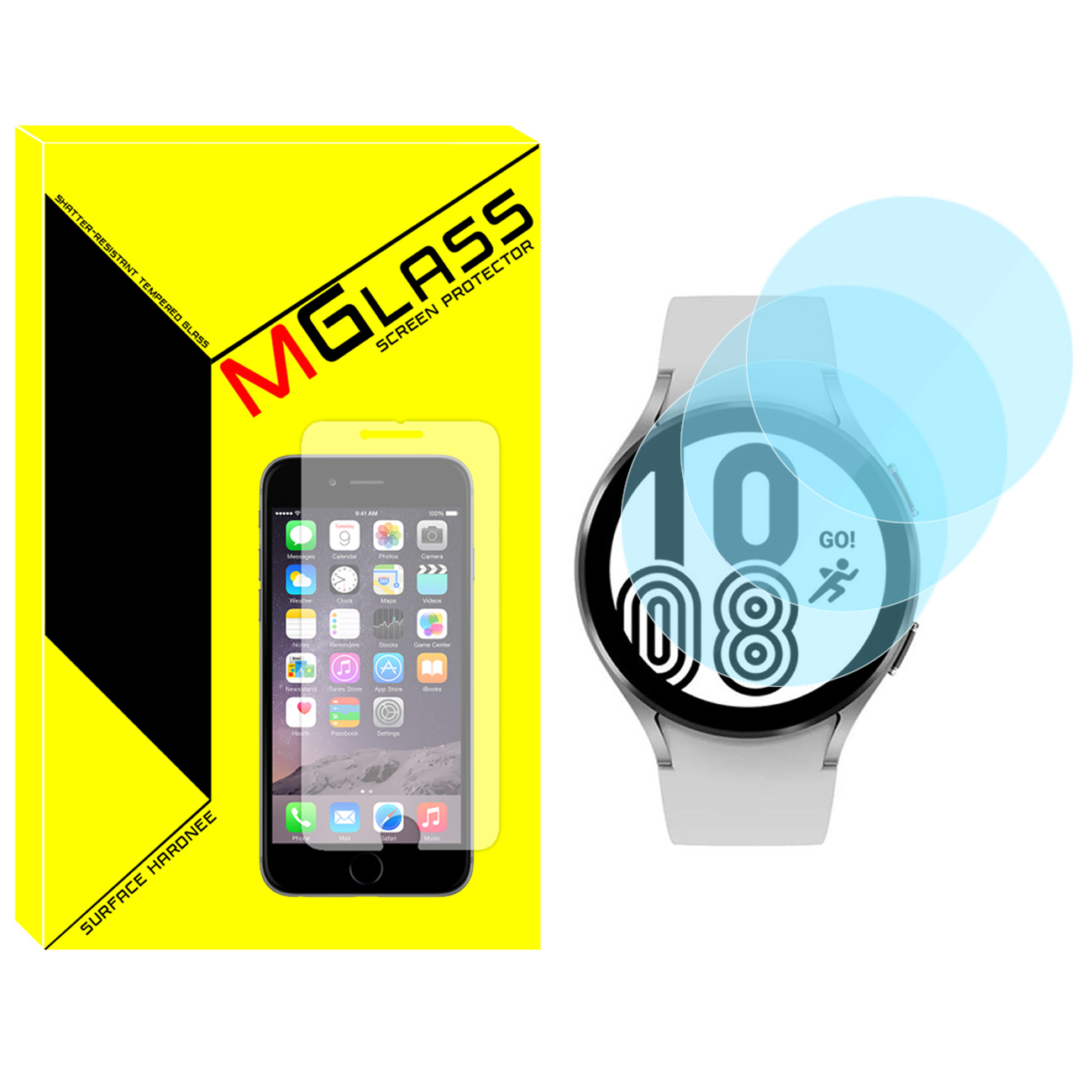 محافظ صفحه نمایش شیشه‌ای ام‌گلس مدل Glass-MG مناسب برای ساعت هوشمند سامسونگ Galaxy Watch 4 40mm بسته سه عددی