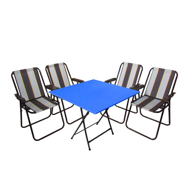 میز و صندلی تاشو سفری میزیمو مدل ساحلی کد 2648 مجموعه 5 عددی
