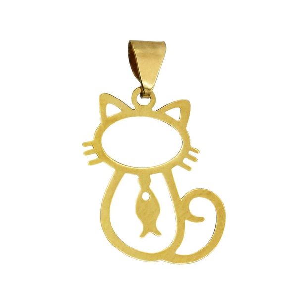 آویز گردنبند طلا 18 عیار زنانه مدل گربه و ماهی کد S2102