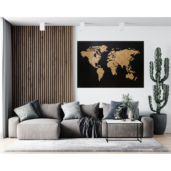 تابلو نقاشی ورق طلا مدل نقشه جهان کد 10070