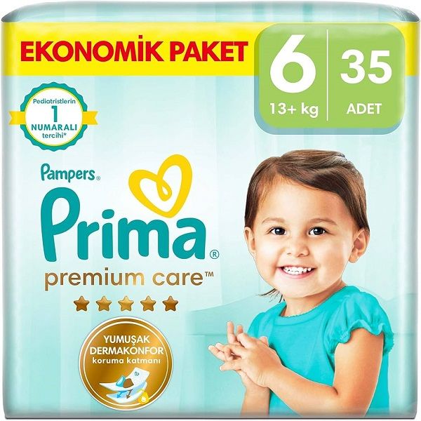 پوشک کودک پریما مدل premium care سایز 6 بسته 35 عددی