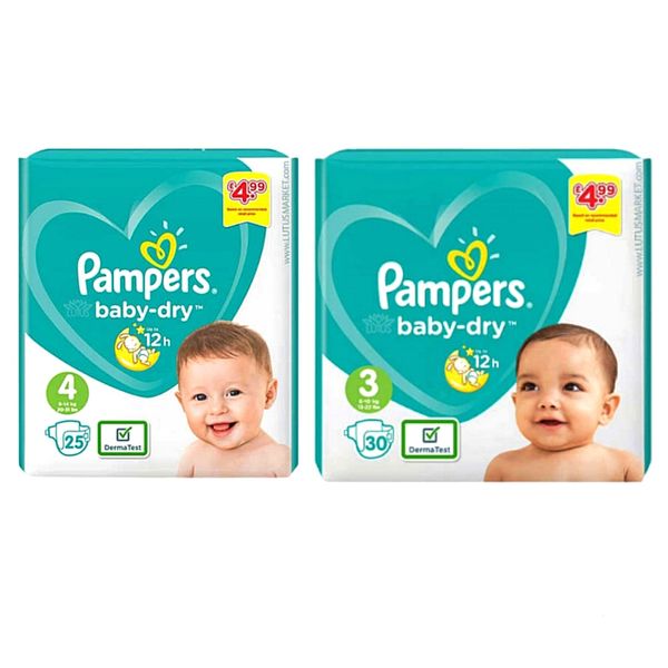 پوشک بچه پمپرز مدل baby-dry نرمال سایز 3 و 4 بسته 2 عددی