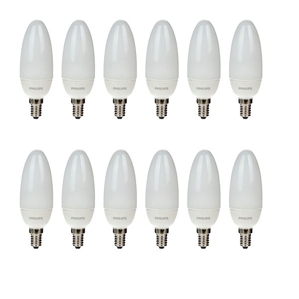 لامپ کم مصرف 8 وات فیلیپس مدل شمعی پایه E14 بسته 12 عددی