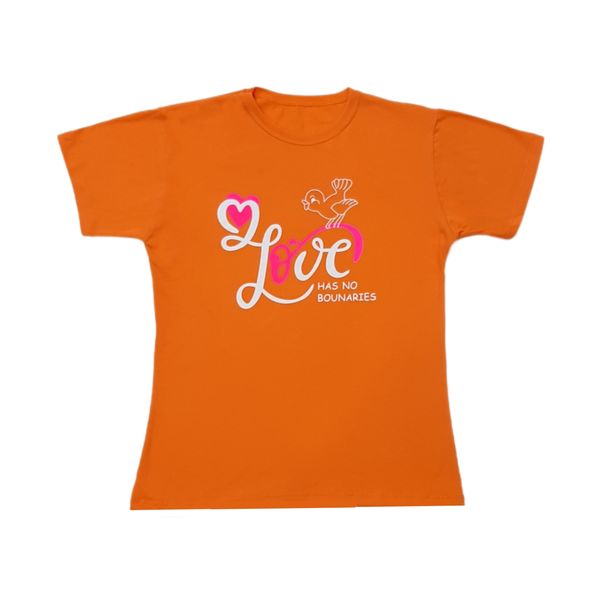 تی شرت آستین کوتاه زنانه مدل love رنگ نارنجی