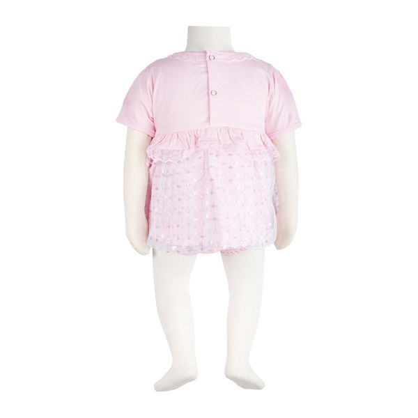 ست پیراهن و شورت نوزادی دخترانه آدمک مدل پروانه کد 127400 رنگ صورتی