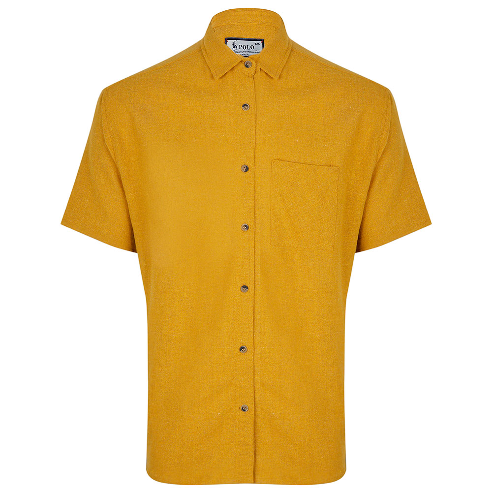 پیراهن آستین کوتاه مردانه مدل کنفی 329003130 رنگ خردلی